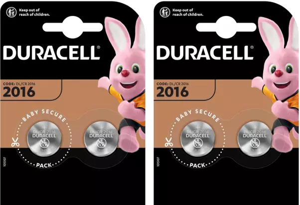 Duracell CR2016 2 BLISTERS DE 2 BATTERIES (lot de 4 piles)
