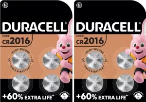 Duracell CR2016 2 BLISTERS DE 4 BATTERIES (lot de 8 piles)