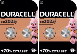 Duracell CR2025 2 BLISTERS DE 2 BATTERIES (lot de 4 piles)
