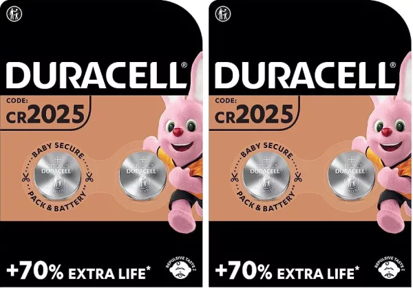 Duracell CR2025 2 BLISTERS OF 2 BATTERIES (set of 4 batteries)
