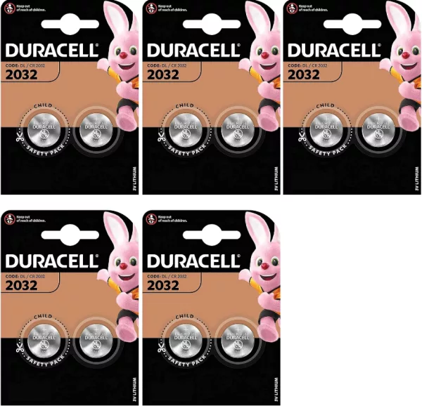 Duracell CR2032 5 BLISTERS 2 BATTERIES (lot de 10 piles)