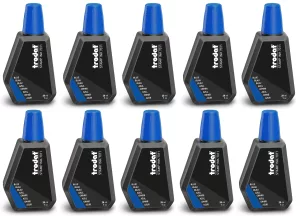 Trodat - 10 flacons d'encre bleue - 28 ml