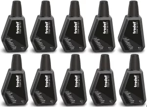 Trodat - 10 flacons d'encre noire – 28 ml